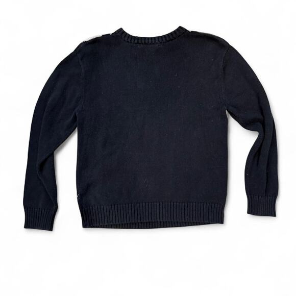 Y2k academia soft grunge argyle knit crewneck black & white womens size medium - Picture 2 of 6